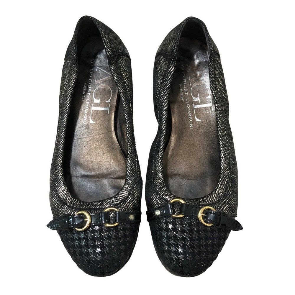 AGL Attilio Giusti Leombruni Leather Ballet Flats Shoes Size 37.5